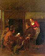 Ludolf de Jongh Messenger Reading to a Group in a Tavern oil painting